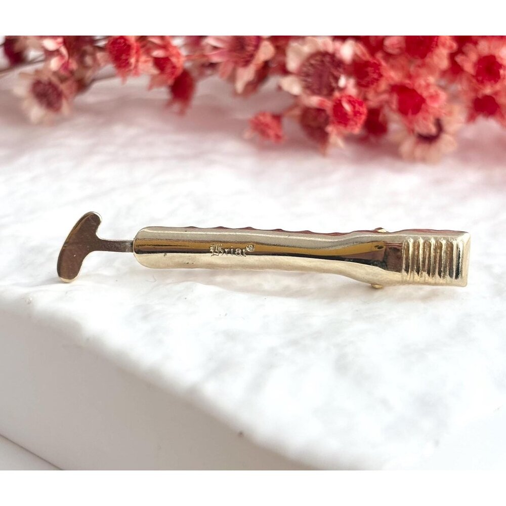 Briar Signed Gold Toned Gold Club Vintage Men's Tie Bar | Tie Clip